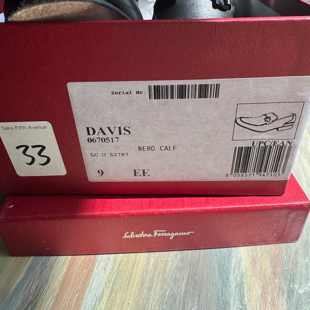 SALVATORE FERRAGAMO -“Davis” Black Slip-On Loafer With Engraved Bit